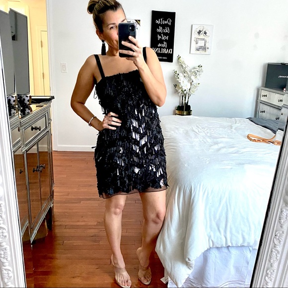 Zara Black Sequins Dress Bloggers Fave Size Medium NWT - Picture 4 of 11